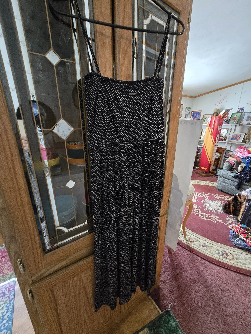 Women’s Black Polka Dot Maxi Jumper with Spaghetti Straps